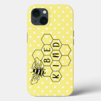 Be Kind Bumble Bee Yellow Polka Dot Coque-Mate iPh