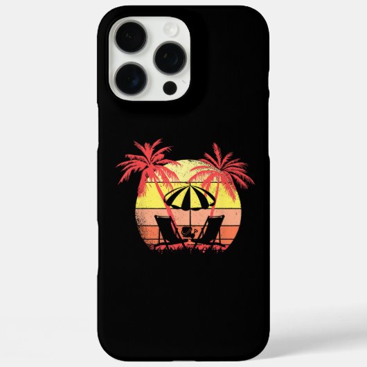 Coques Case-Mate iPhone Beach Chairs Parasol Summer Sunset 80s Palm Tree (Verso)