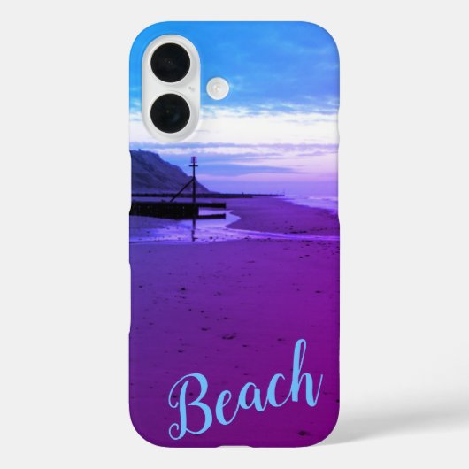 Coques Case-Mate iPhone Beach in Mundesley, Norfolk in blue and purple (Verso)