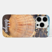 Coques Case-Mate iPhone Beach Seashell Photo Monogramme Nom Script Moderne (Verso (horizontal))