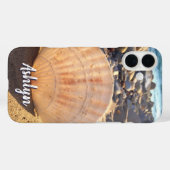 Coques Case-Mate iPhone Beach Seashell Photo Nom personnalisé Script Bold (Verso (horizontal))