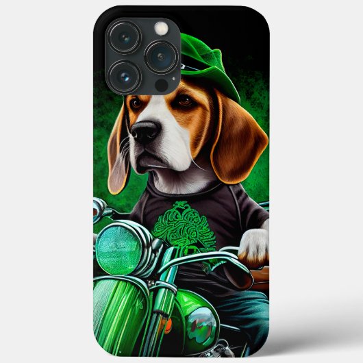 Coques Case-Mate iPhone Beagle Chien conduisant vélo St. Patrick's Day (Verso)