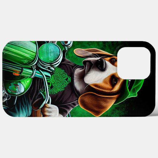 Coques Case-Mate iPhone Beagle Chien conduisant vélo St. Patrick's Day (Verso (horizontal))