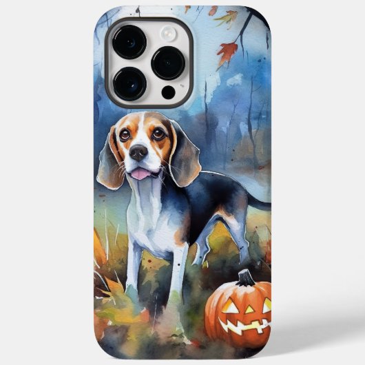 Coques Case-Mate iPhone Beagle d'Halloween avec citrouilles effrayant (Verso)