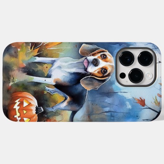 Coques Case-Mate iPhone Beagle d'Halloween avec peur Citrouille (Verso (horizontal))