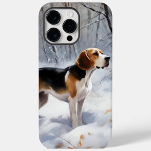 Coque Pour Pour iPhone 14 Pro Max Beagle Laisser Neige Noël
