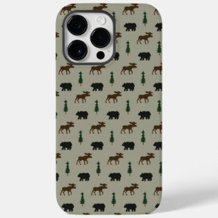 Coque Pour Pour iPhone 14 Pro Max Bear Moose Pine Tree Lodge Cabine