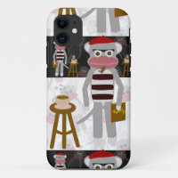 Beatnik Sock Monkey Stried Motif Art amusant