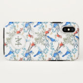 Coques Case-Mate iPhone Beau Aquarelle Oiseaux et Motif de Foliage (Dos (Horizontal))