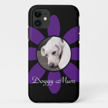 Beau cadre de fleurs violettes mignonne Chien chio