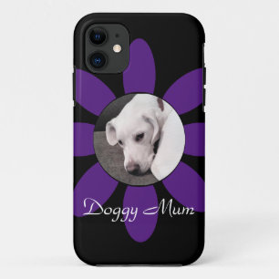 Case-Mate iPhone Case Beau cadre de fleurs violettes mignonne Chien chio