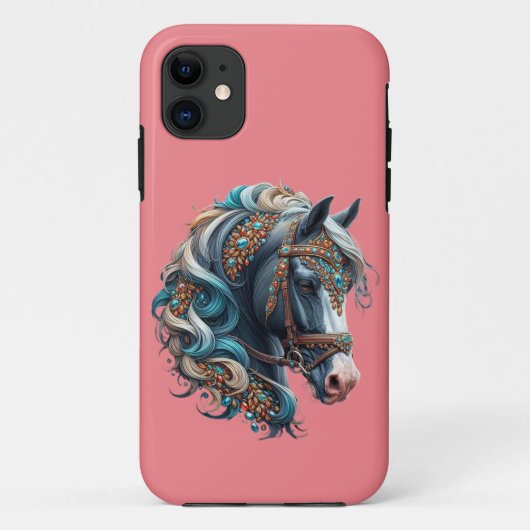 Coques Case-Mate iPhone Beau Cheval avec bijou enrobé bridle (Dos)