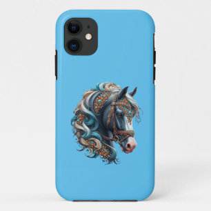 Case-Mate iPhone Case Beau Cheval avec bijou incrusté brid bleu