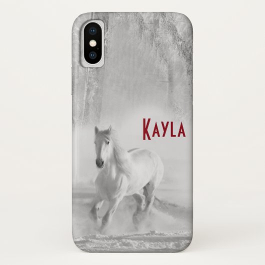Coques Case-Mate iPhone Beau cheval de l'Arabie Blanche galopant (Dos)