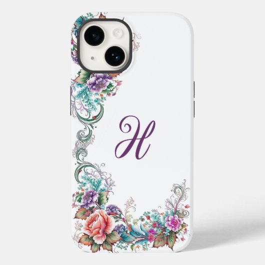 Coques Case-Mate iPhone Beau Colorful Floral Monogrammed (Verso)