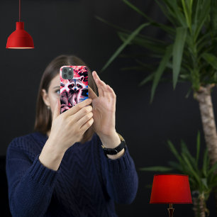 Coque iPhone 15 Pro Beau couteau Raccoon Rouge Sparkle Eyes Woods