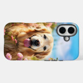 Coques Case-Mate iPhone Beau Golden Retriever avec Fleurs (Verso (horizontal))