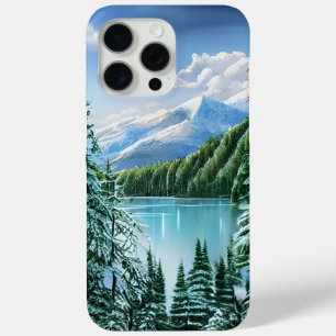 Coque iPhone 15 Pro Max Beau Hiver Sky Mountain Lake