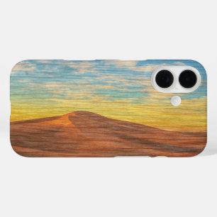 Coques iPhone 16 Beau Lever de Soleil sur Dunes de Sable sur Bois