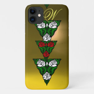 Case-Mate iPhone CASE BEAU MONOGRAMME TRIANGLE ROSES BLANCHES ROUGES
