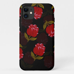 Case-Mate iPhone Case Beau motif de broderie de roses translucides rouge
