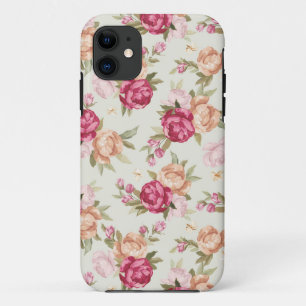Coques Pour iPhone Beau motif de pivoine de couleur sur le vert