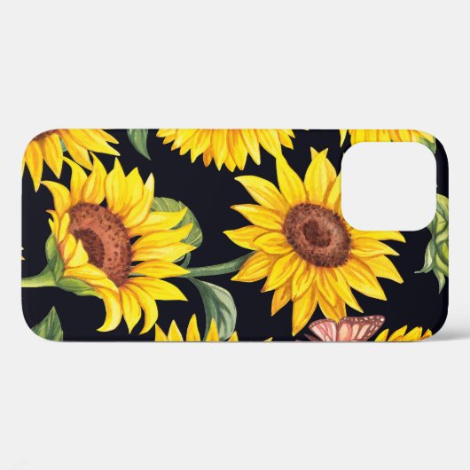 Coques Case-Mate iPhone Beau motif de tournesols (Verso (horizontal))