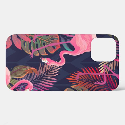 Coques Case-Mate iPhone Beau motif tropical transparent avec flamme rose (Verso (horizontal))