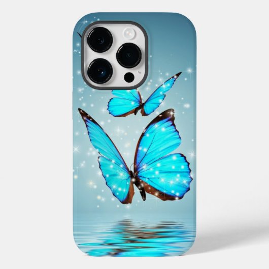 Coques Case-Mate iPhone beau papillon bleu brillant (Verso)