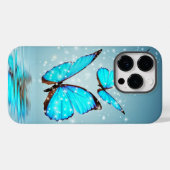 Coques Case-Mate iPhone beau papillon bleu brillant (Verso (horizontal))
