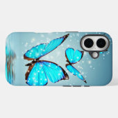 Coques Case-Mate iPhone beau papillon bleu brillant (Verso (horizontal))