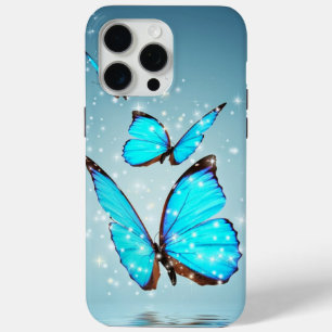 Coque iPhone 15 Pro Max beau papillon bleu brillant