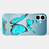 Coques Case-Mate iPhone beau papillon bleu brillant (Verso (horizontal))