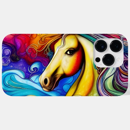Coques Case-Mate iPhone Beau Rainbow Horse Portrait (Verso (horizontal))