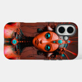 Coques Case-Mate iPhone Beau robot féminin en rouge (Verso (horizontal))