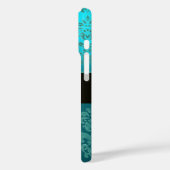 COQUES Case-Mate iPhone BEAU ROSE ROSE BLEU TURQUOISE DAMASK GEM MONOGRAM (Verso / Gauche)
