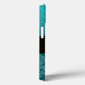 COQUES Case-Mate iPhone BEAU ROSE ROSE BLEU TURQUOISE DAMASK GEM MONOGRAM (Verso / Droite)