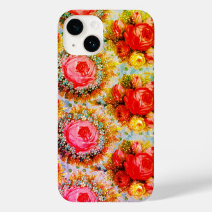 COQUES POUR iPhone BEAU ROSE ROSE JAUNE ROSE ROUGE ET FLEURS BLEUES