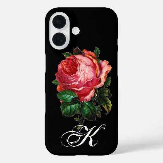 Coques Case-Mate iPhone BEAU ROSE ROSE ROSE MONOGRAM, Noir (Verso)
