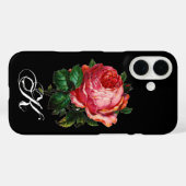 Coques Case-Mate iPhone BEAU ROSE ROSE ROSE MONOGRAM, Noir (Verso (horizontal))