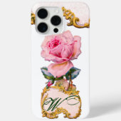 Coques Case-Mate iPhone BEAU ROSE ROSE ROSE MONOGRAM, Turquoise Aqua Blue (Verso)
