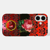 COQUES Case-Mate iPhone BEAU ROSE ROSE ROSE ROUGE BLACK DAMASK RUBY MONOGR (Verso (horizontal))