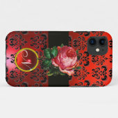 COQUES Case-Mate iPhone BEAU ROSE ROSE ROSE ROUGE BLACK DAMASK RUBY MONOGR (Dos (Horizontal))