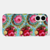 COQUES Case-Mate iPhone BEAU ROSE ROUGE ROSE ROSE ET FLEURS BLEUES (Verso (horizontal))