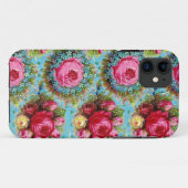 COQUES Case-Mate iPhone BEAU ROSE ROUGE ROSE ROSE ET FLEURS BLEUES (Dos (Horizontal))