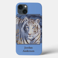 Beau tigre blanc aux yeux bleu cristal