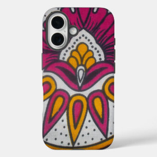 Coques iPhone 16 Beau tissu africain coloré Motif Art Imprimer