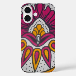 Coques iPhone 16 Beau tissu africain coloré Motif Art Imprimer