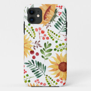 Case-Mate iPhone Case Beau tournesol et baies Aquarelle 