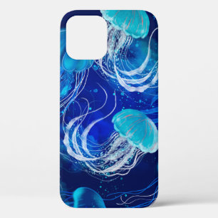 Case-Mate iPhone Case Beaucoup de méduses bleues nageant sous l'eau. Sea